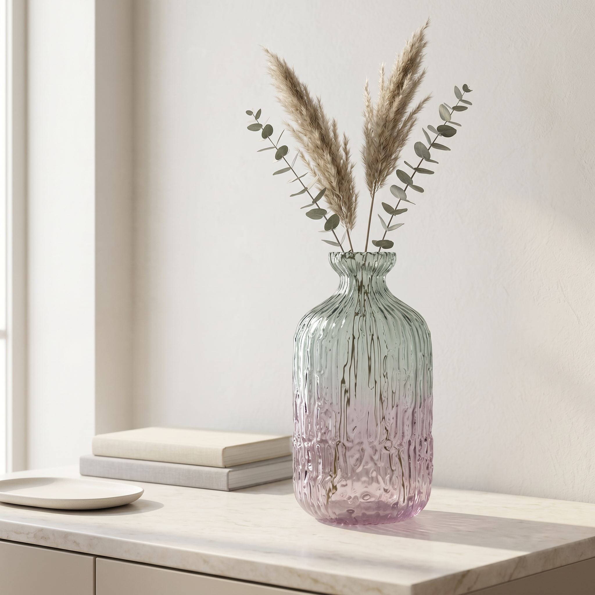 Tati deco Ombre ridged glass vase big