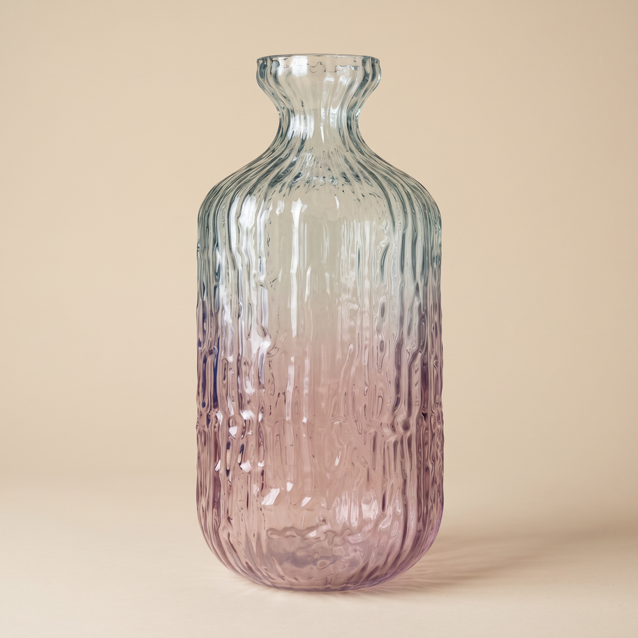Tati deco Ombre ridged glass vase medium
