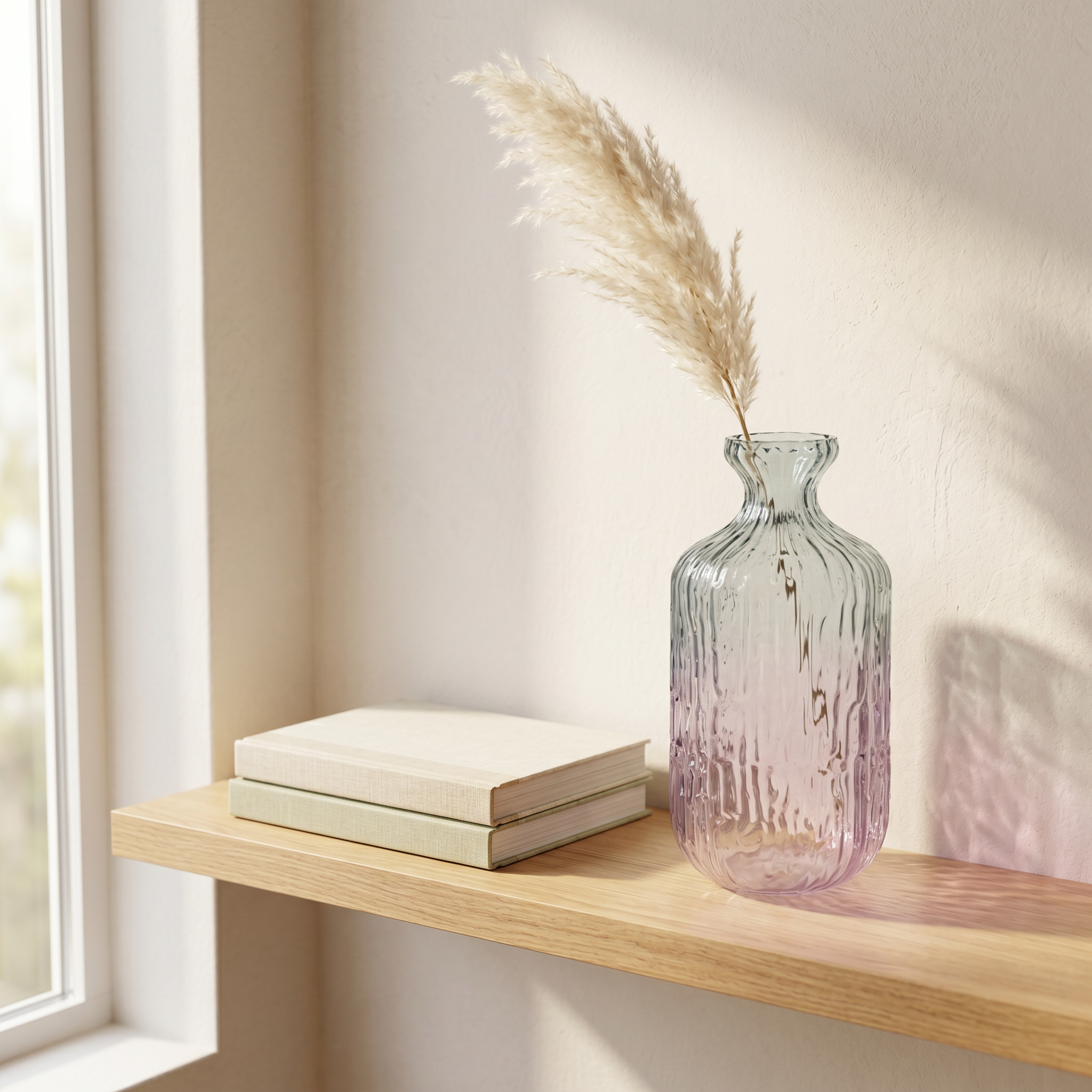 Tati deco Ombre ridged glass vase medium