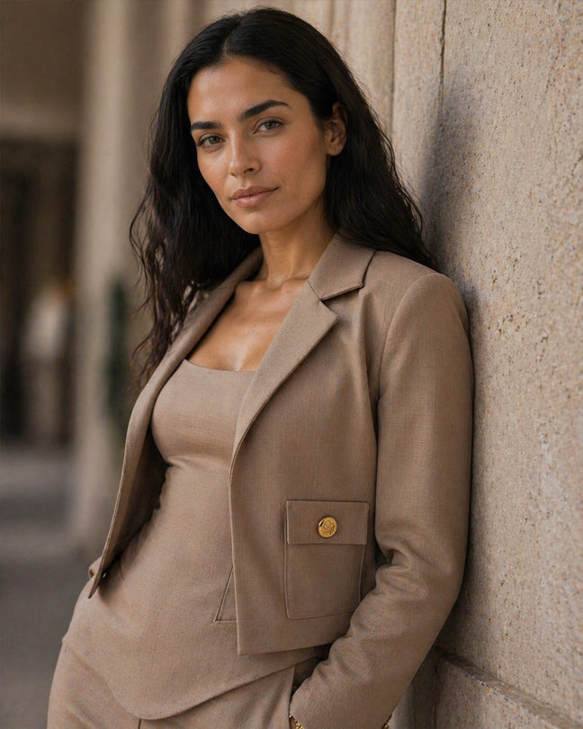 Rafelli Corset Top, Wide-Leg Trouser & Jacket Set