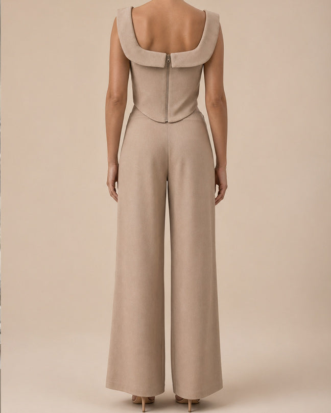 Rafelli Corset Top & Wide-Leg Pants Set