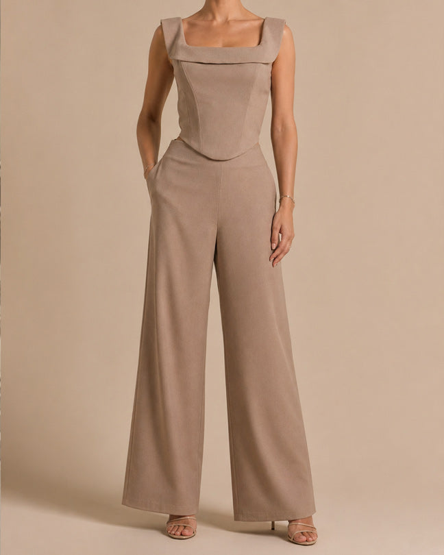 Rafelli Corset Top & Wide-Leg Pants Set
