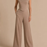 Rafelli Corset Top & Wide-Leg Pants Set