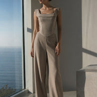 Rafelli Corset Top & Wide-Leg Pants Set