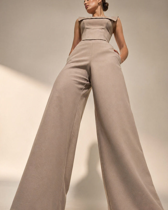 Rafelli Corset Top & Wide-Leg Pants Set