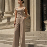 Rafelli Corset Top & Wide-Leg Pants Set