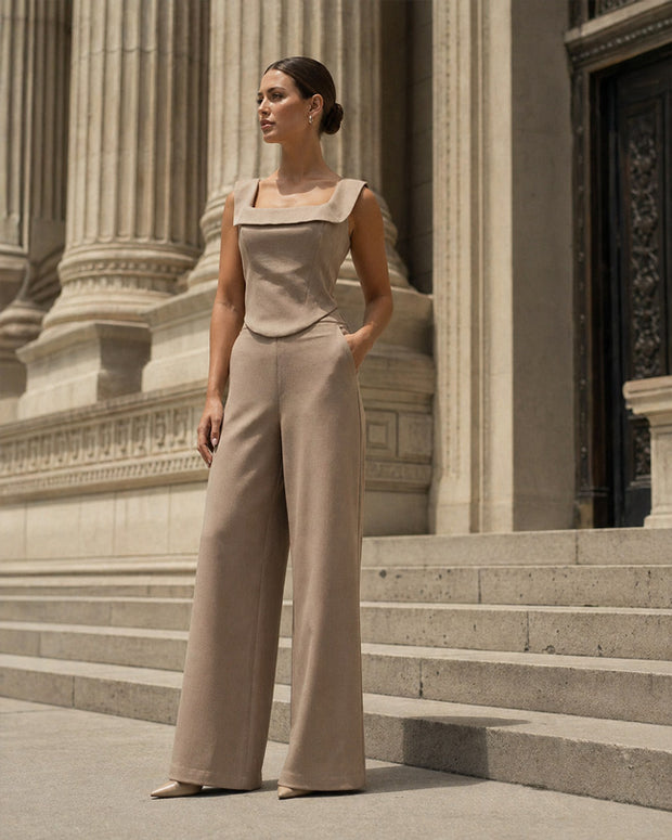 Rafelli Corset Top & Wide-Leg Pants Set