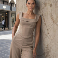 Rafelli Corset Top & Wide-Leg Pants Set