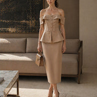 Rafelli Off-Shoulder Corset & Pencil Skirt Set