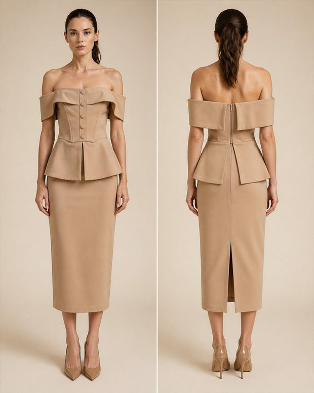 Rafelli Off-Shoulder Corset & Pencil Skirt Set