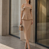 Rafelli Off-Shoulder Corset & Pencil Skirt Set