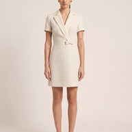 Rafelli Tweed Tuxedo Lapel Wrap Mini Dress
