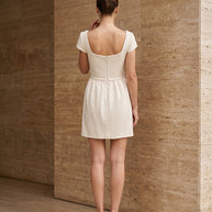 Rafelli Square Neck Fitted Waist Dress