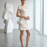 Rafelli Square Neck Fitted Waist Dress