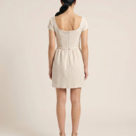 Rafelli Square Neck Fitted Waist Dress