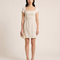Rafelli Square Neck Fitted Waist Dress