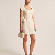 Rafelli Square Neck Fitted Waist Dress