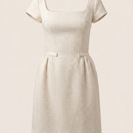 Rafelli Square Neck Fitted Waist Dress