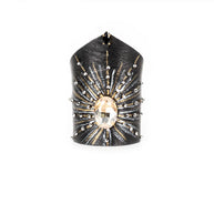 The Dark Celestial Burst Crystal Leather Cuff
