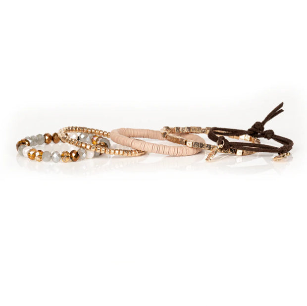 The Dark The Autumn Whisper Beaded Bracelet Set with Leaf Charm