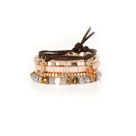 The Dark The Autumn Whisper Beaded Bracelet Set with Leaf Charm