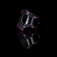 The Dark Black & Deep Plum Leather Wrap Bracelet Sculpted Ring