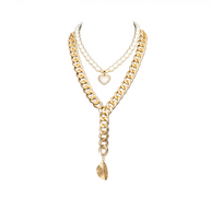 The Dark Layered Pearl and Gold Chain Necklace with Spike Pendant