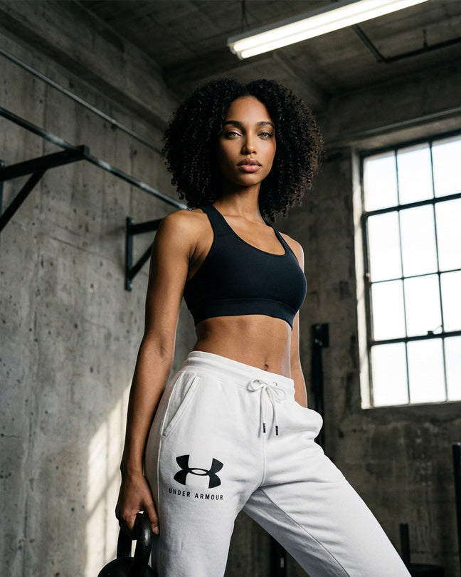 Under Armour white logo black jogger