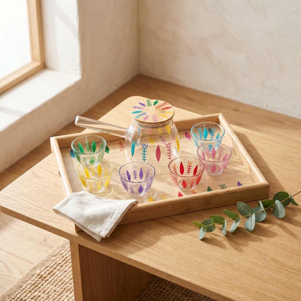 Handi Made Handpainted Lebanese Coffee Set – Wooden Tray