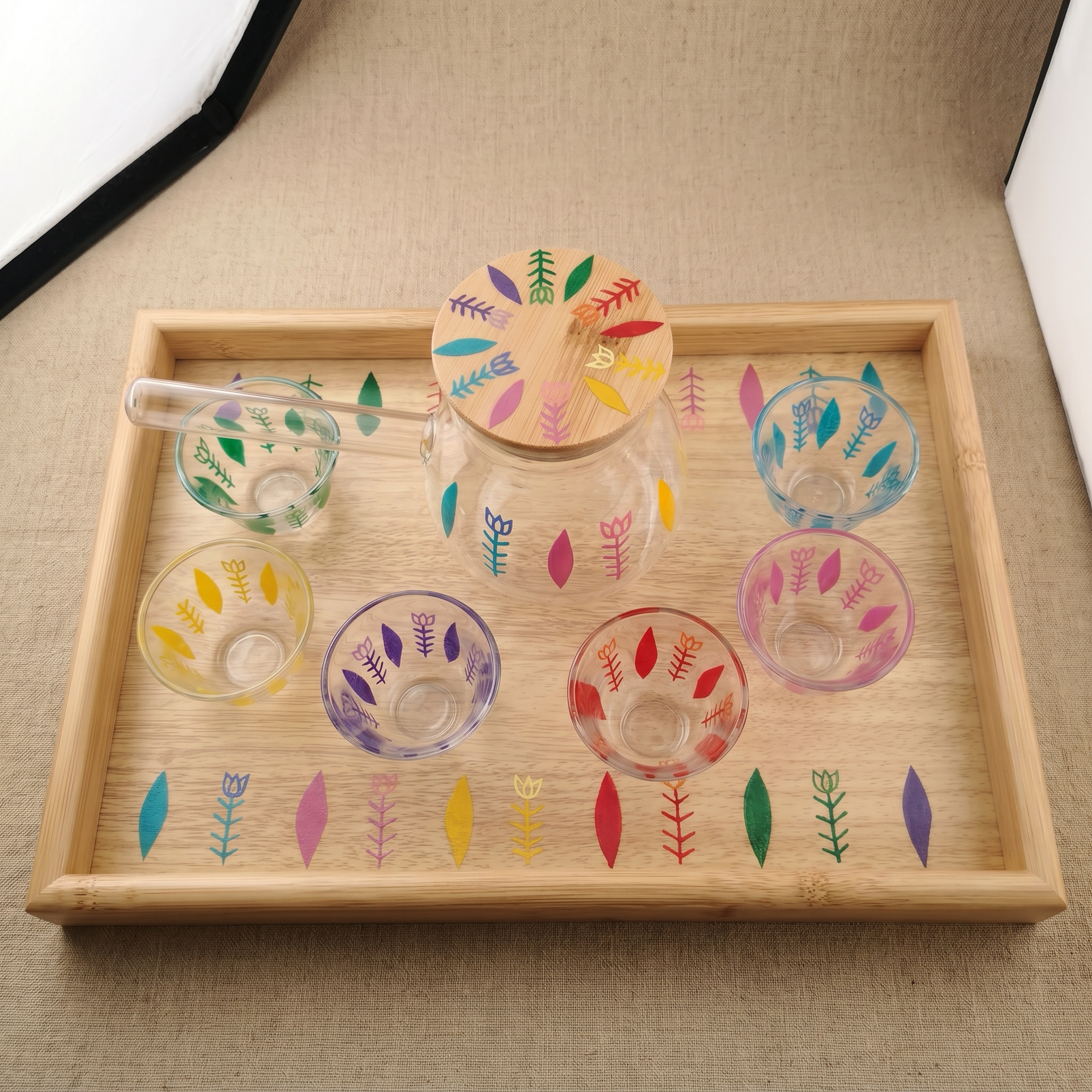 Handi Made Handpainted Lebanese Coffee Set – Wooden Tray