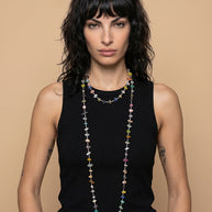 ZÉNA O Semi precious long necklace with black crystals