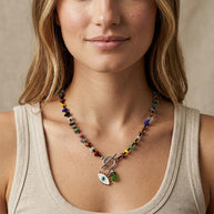 ZÉNA O Short semi precious necklace with enamel eye