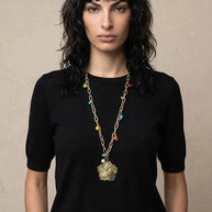 ZÉNA O Aluminum Chain necklace plis semi precious stones